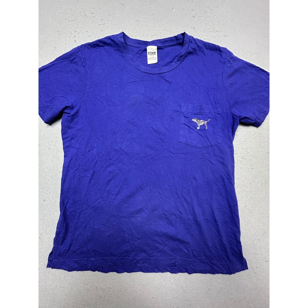 PINK Victoria's Secret T-Shirt 100% Cotton Purple Sequin Dog Large Women